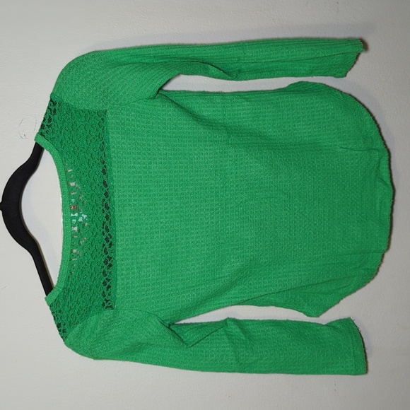 3 for $10 Bundle Sale! Merry Wear Green Waffle Knit Sweater Lace Girls Size S - Picture 4 of 4